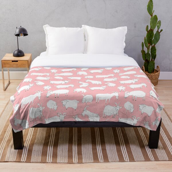 Goats Playing – Pink Throw Blanket