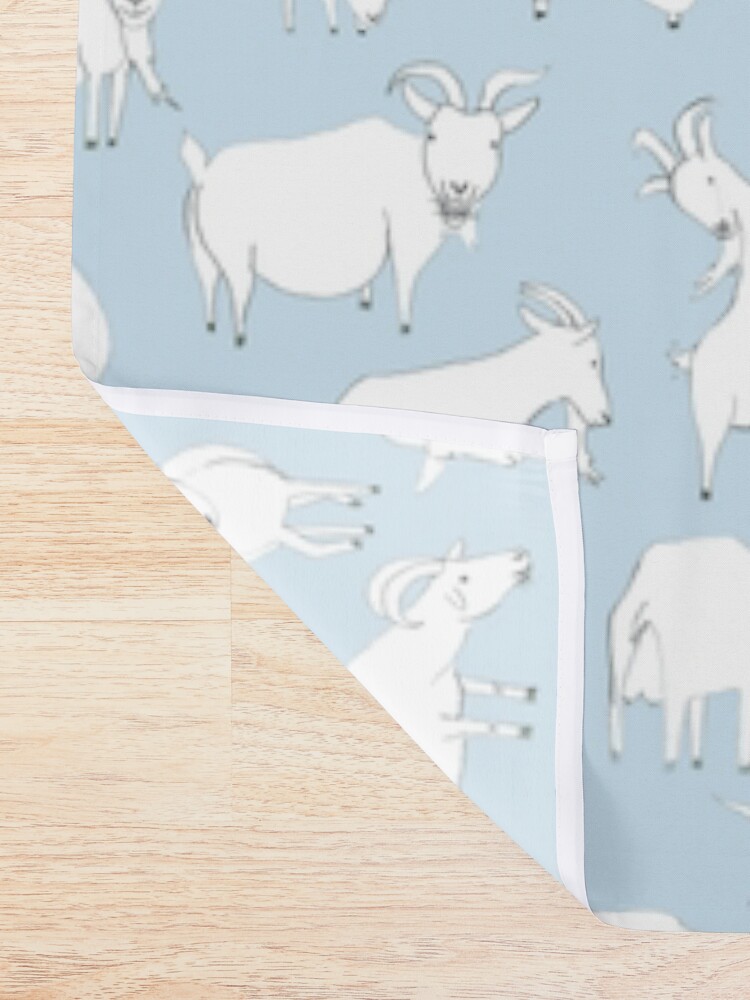 Alternate view of Goats playing - Blue Shower Curtain