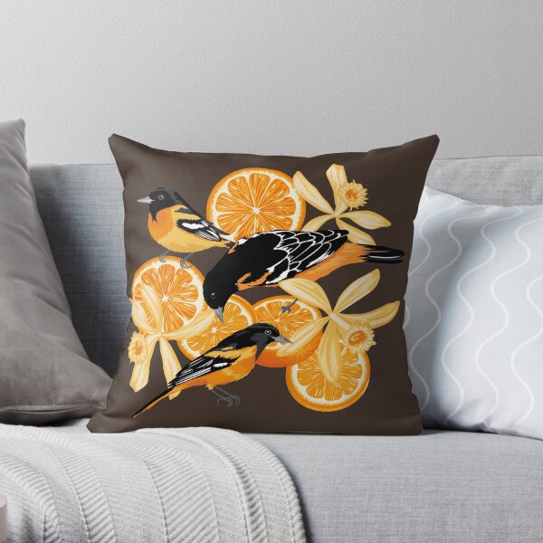 Oranges and Baltimore Orioles Throw Pillow