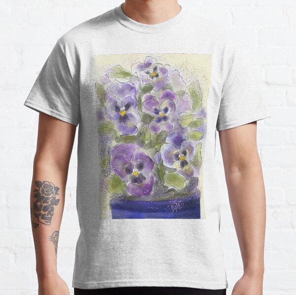 Whimsical Watercolour Pansies Classic T-Shirt