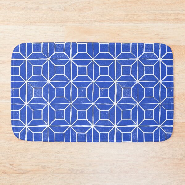 Item preview, Geometric Lino Print - Cobalt Blue designed and sold by crumpsticks.