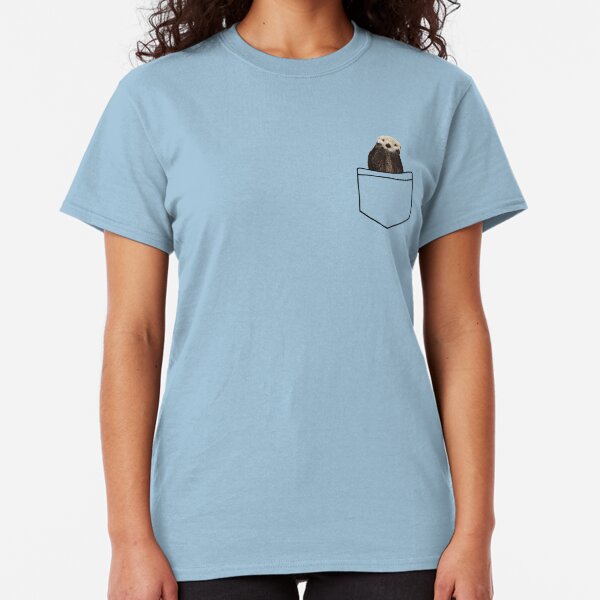 Got an Otter in My Pocket, Pale Pastel Yellow Color Solid Background. Minimalist. Coastal. Adorable. Classic T-Shirt