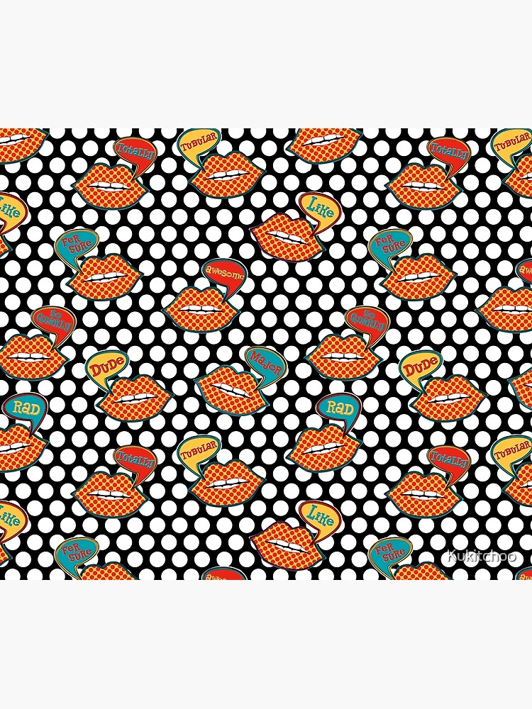 "Lips 80s Slang" Throw Blanket by Kukitchoo Redbubble