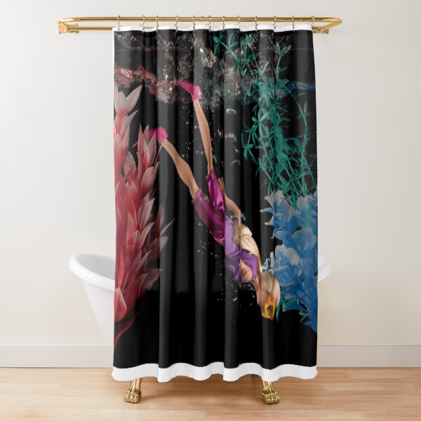Diving Fashion Doll with Limb Difference Shower Curtain