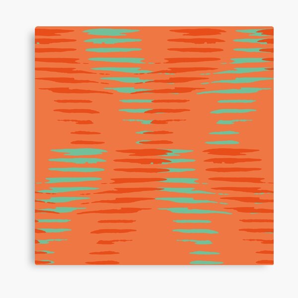 Coral and green diagonal retro pattern Canvas Print