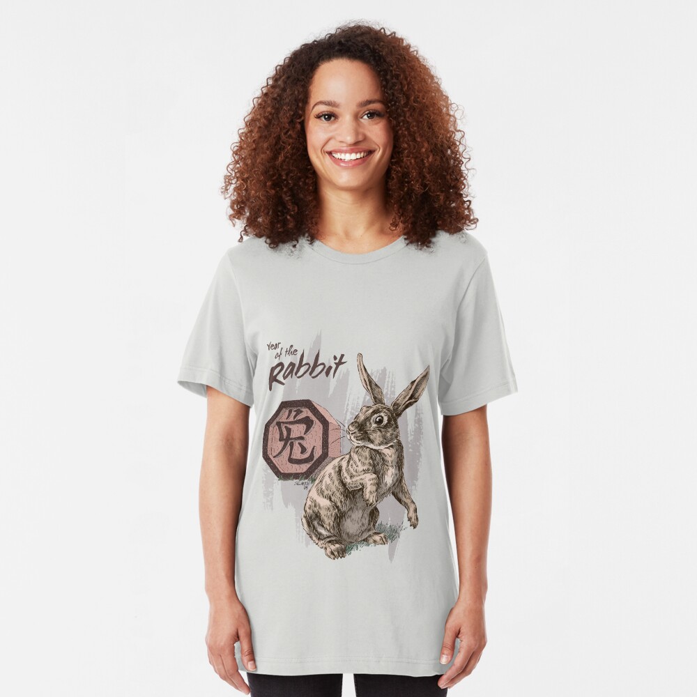 Year of the Rabbit by Stephanie Smith Slim Fit T-Shirt