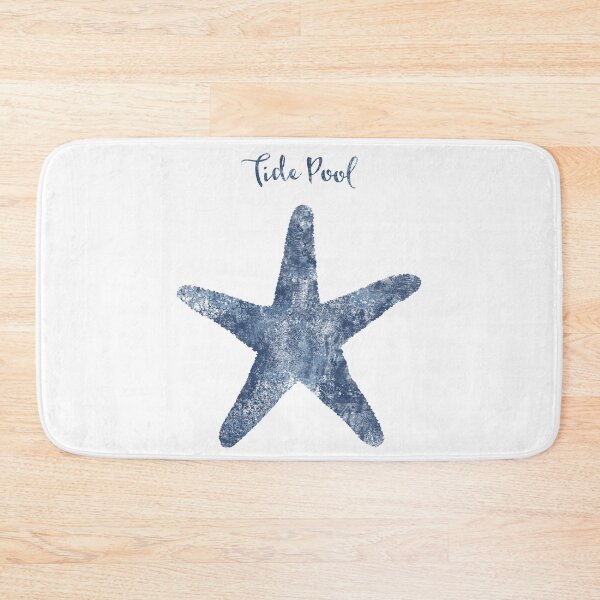 Item preview, Sponge painted Tide Pool Sea Star Starfish, delft blue nautical art designed and sold by Glimmersmith.
