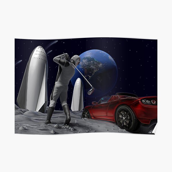 Golfing on the Moon - Starman Poster
