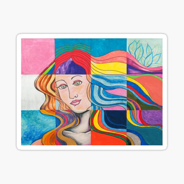 Modern Venus Botticelli Inspired Pop Art Mixed Media Sticker