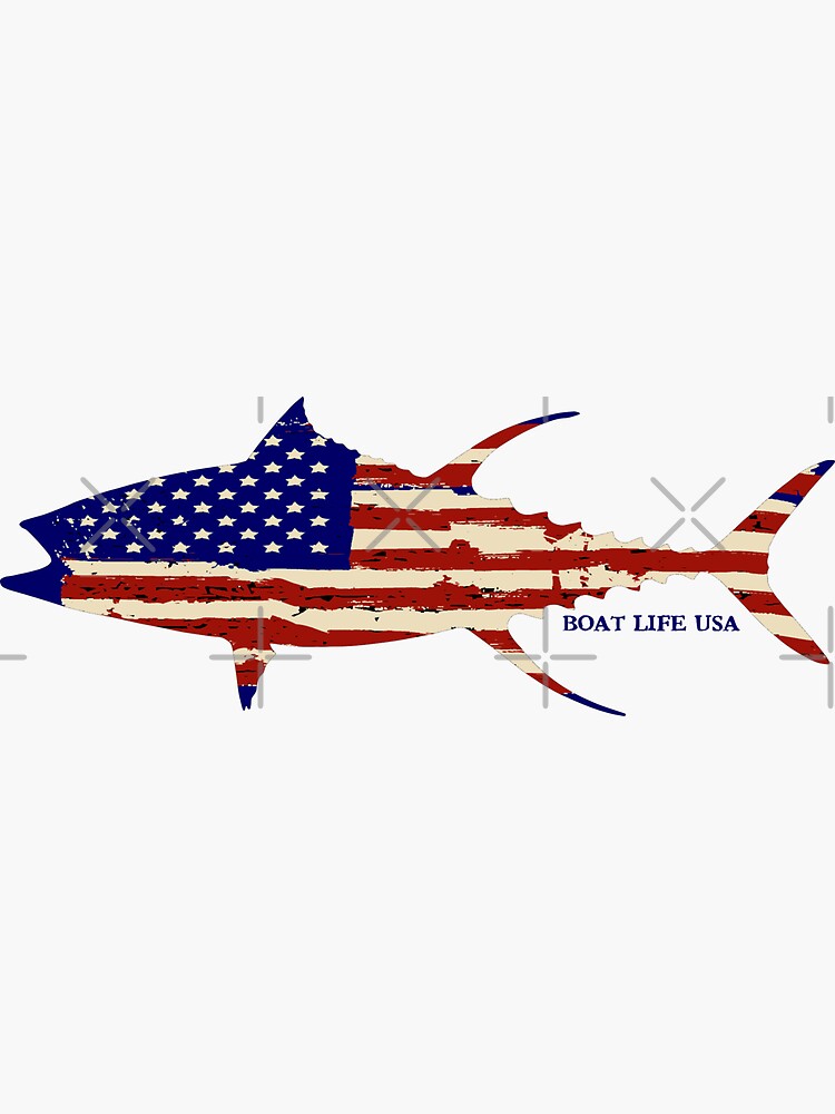 July 4th Independence Day Patriotic American Fishing Tuna USA Flag T Shirt  Sticker for Sale by Favorite Things