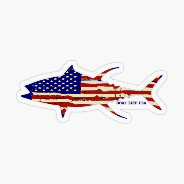 July 4th Independence Day Patriotic American Fishing Tuna USA Flag T Shirt  Sticker for Sale by Favorite Things