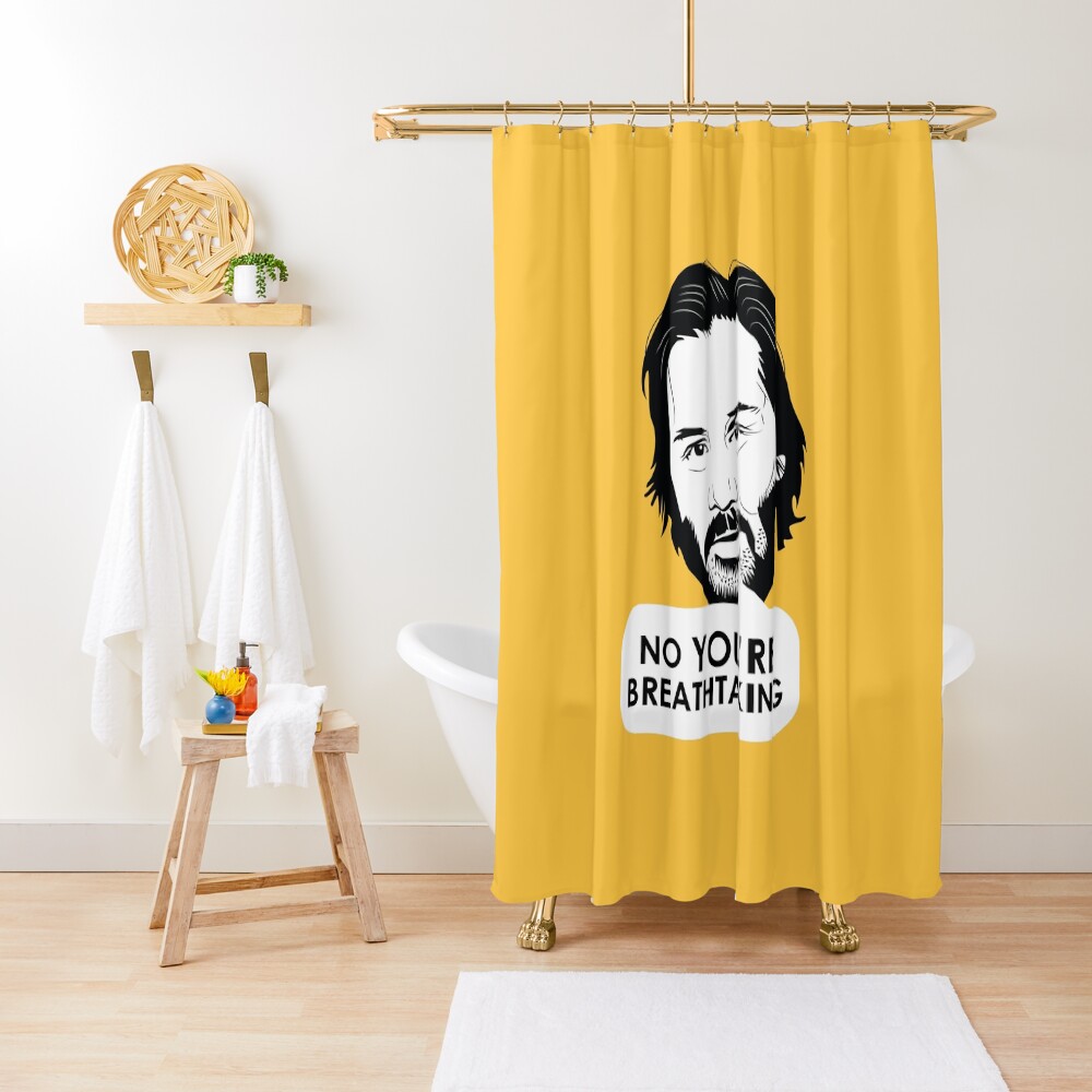 "You're Breathtaking (a Keanu Reeves meme)" Shower Curtain by castl3t0ndesign Redbubble