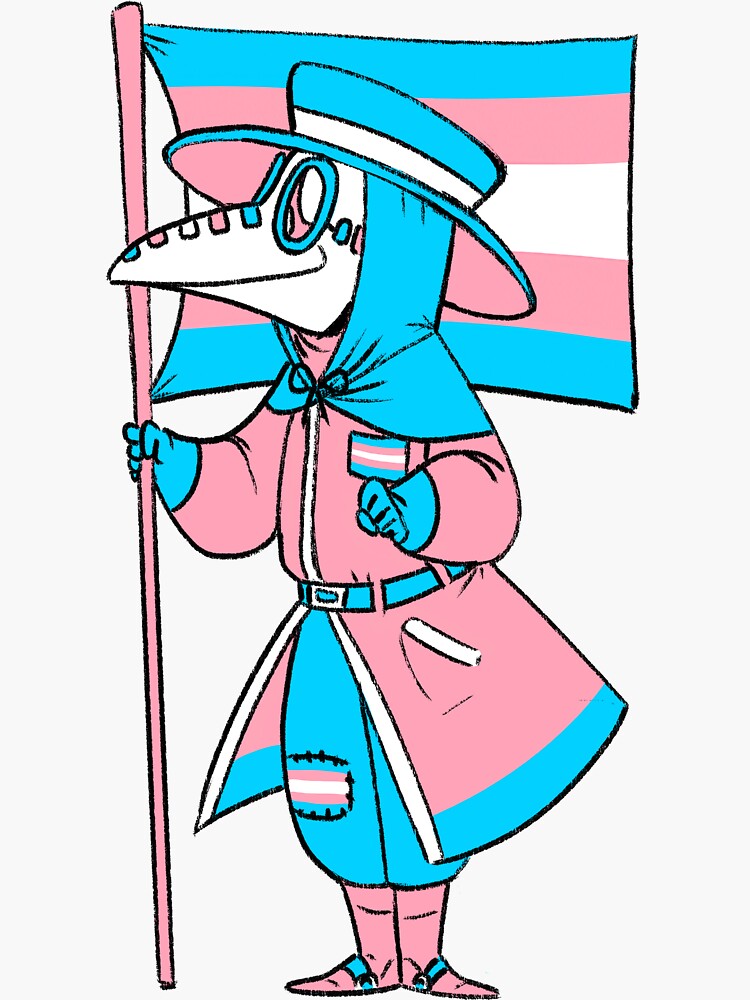 Thumbnail 3 von 3, Sticker, Trans Pride Plague Doctor designt und verkauft von soodie.