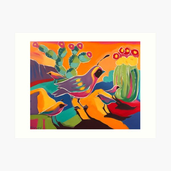 Quail Sunset Art Print