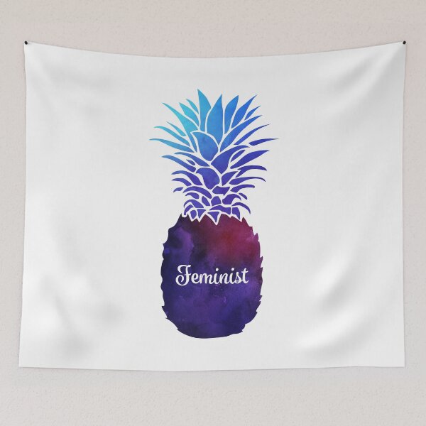 Artikelvorschau, Feministisches Ananas-Aquarell-lila und blauer Entwurf für Sommer entworfen und verkauft von DesignsofWhimsy.