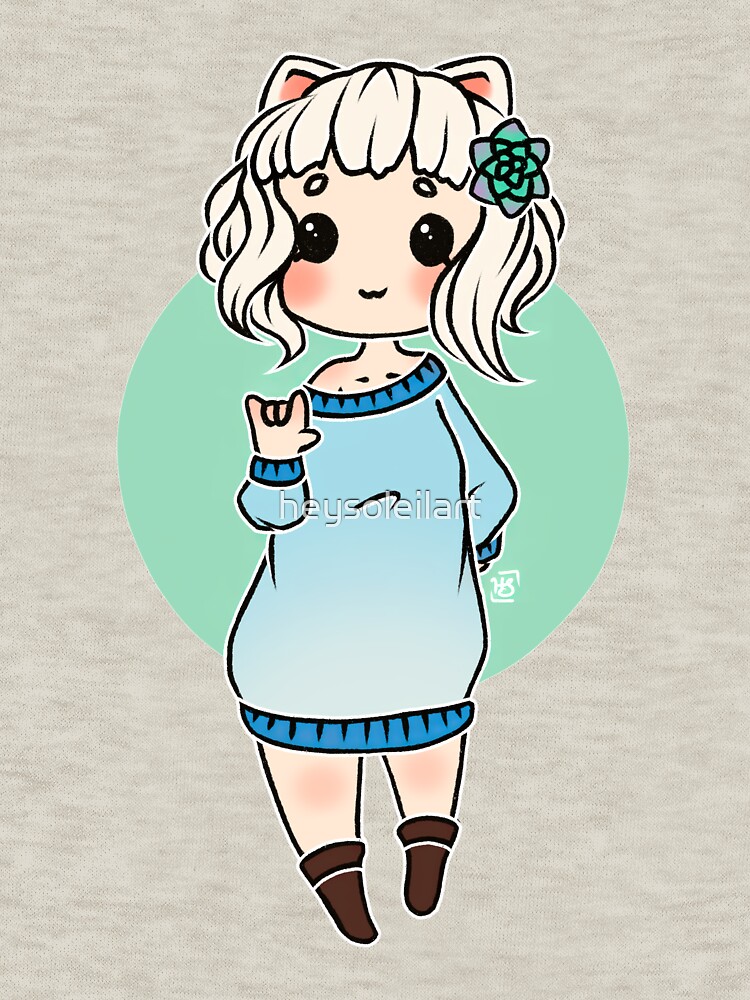 "White Cat Chibi" Pullover Hoodie by heysoleilart Redbubble