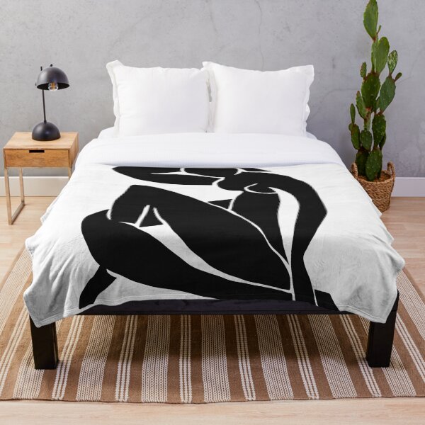 Matisse Cut Out Figure #2 Black Throw Blanket