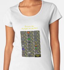 Camiseta premium de cuello ancho Disculpe, mis ojos están arriba (99 estadísticas / máximo)