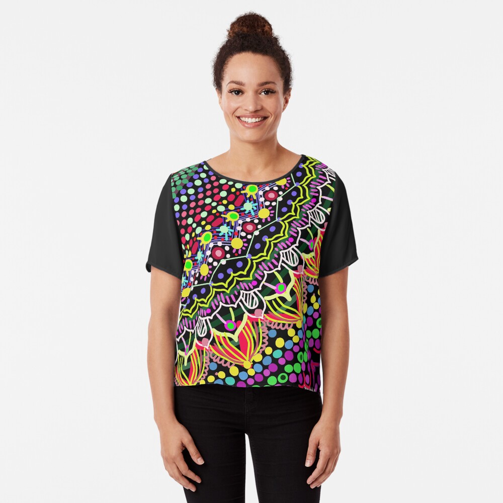 Wedding Festivities Mandala Zentangle Chiffon Top