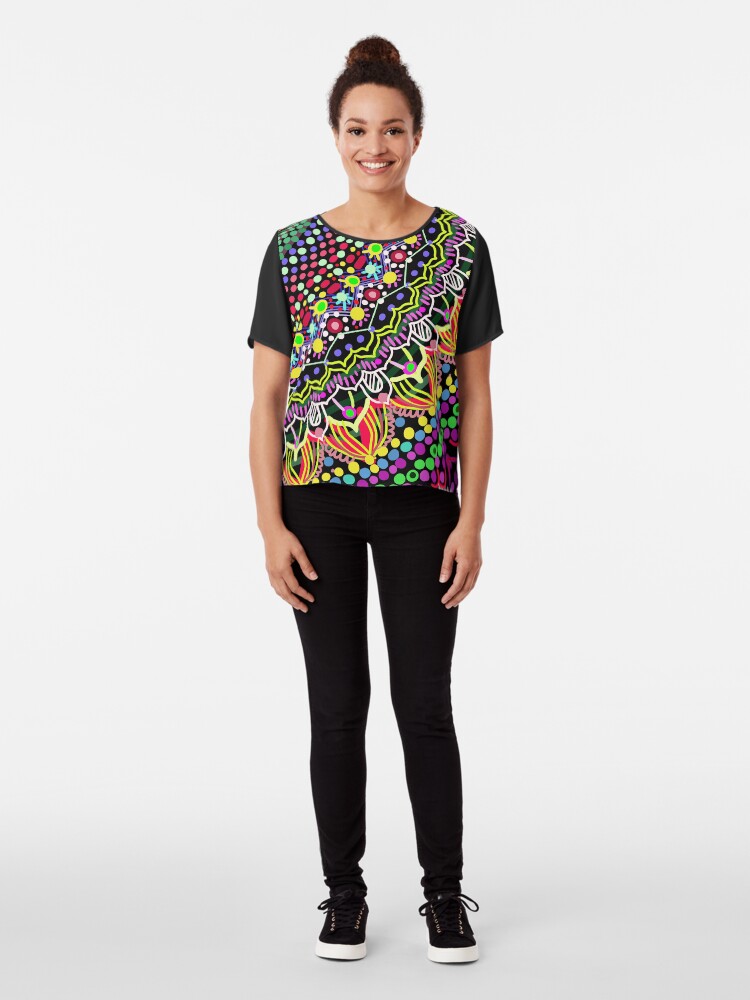 Alternate view of Wedding Festivities Mandala Zentangle Chiffon Top