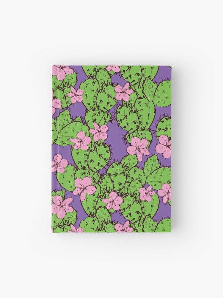 Cuaderno de tapa dura «cactus con flores bosquejo verde lila rosa, contorno  negro sobre fondo púrpura. adorno simple» de EkaterinaP | Redbubble