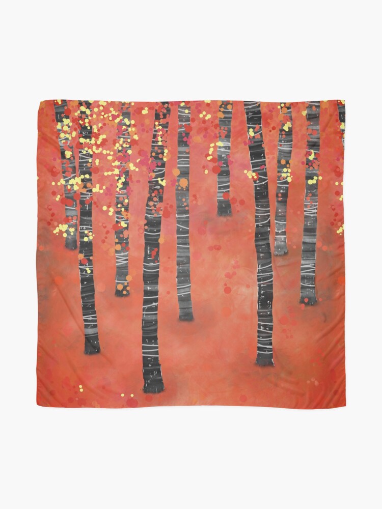 Alternate view of Birches - Autumn Woodland Abstract Landscape Scarf