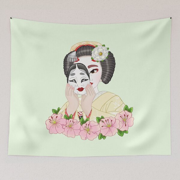Artikelvorschau, Maiko mit Noh-Maske entworfen und verkauft von Marie-Luise Fischer.