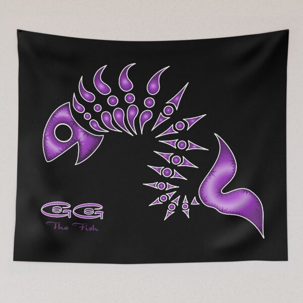 Item preview, GoGo The Fish - Ultraviolet on Black with White Outline [Sml] by Amanda M Lucas designed and sold by Amanda Lucas.