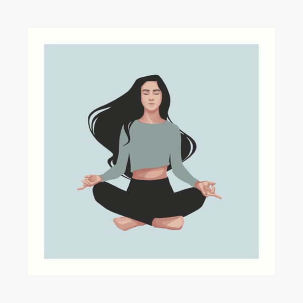 Pink Yoga Girl Asana - Good Vibes Spiritual Meditation Namaste -  Illustration by MadliArt | Sticker