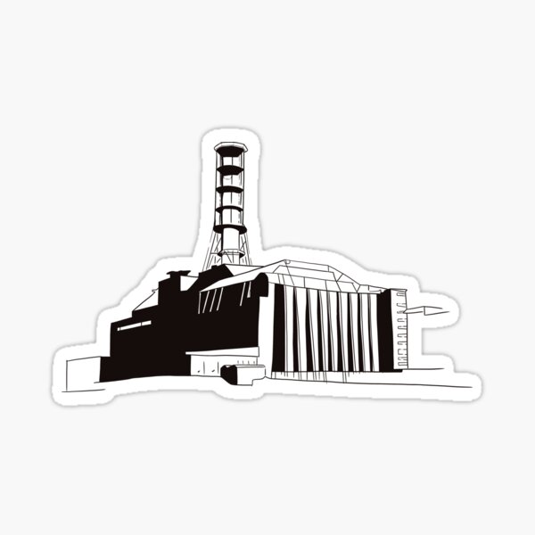 Digital hand drawn sketch illustration of Chernobyl nuclear power plant Sticker