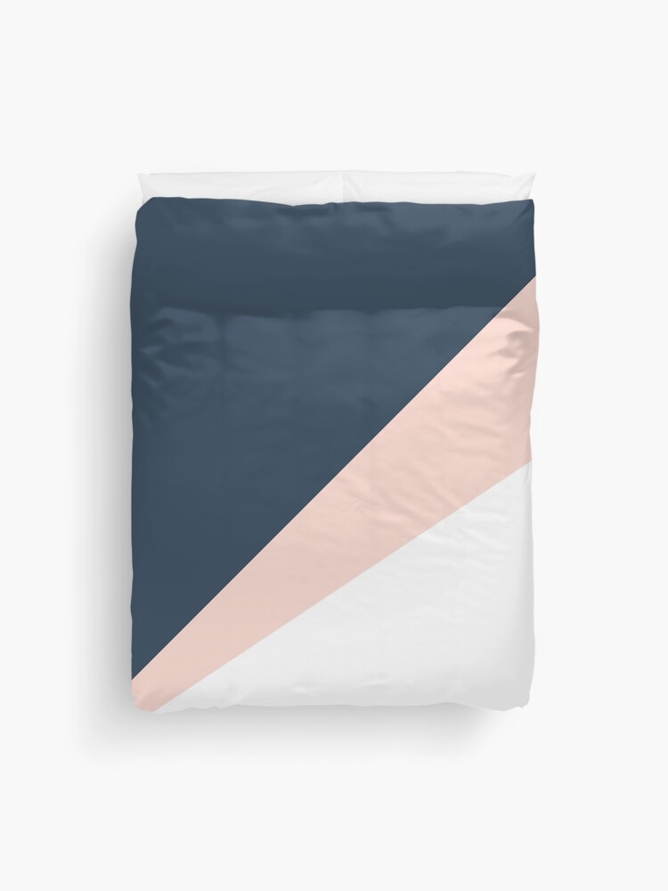 navy and blush pink duvet cover