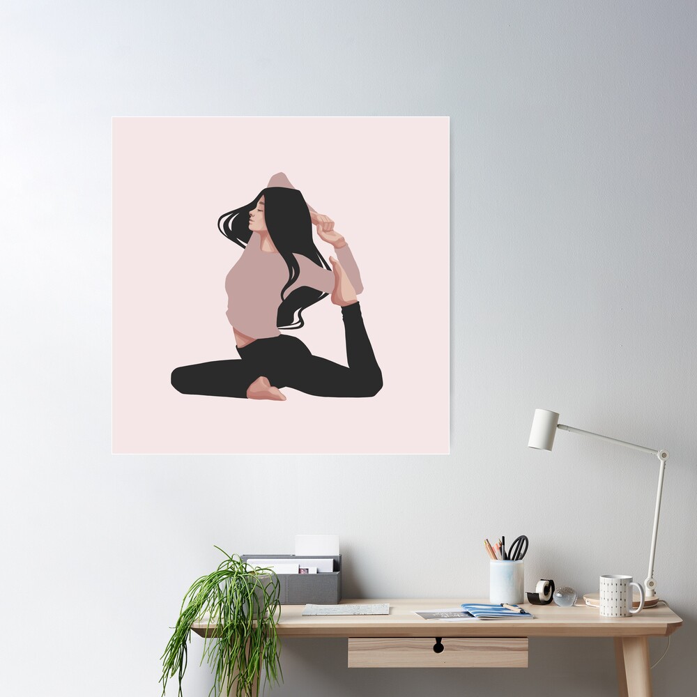 Pink Yoga Girl Asana - Good Vibes Spiritual Meditation Namaste -  Illustration by MadliArt | Art Board Print