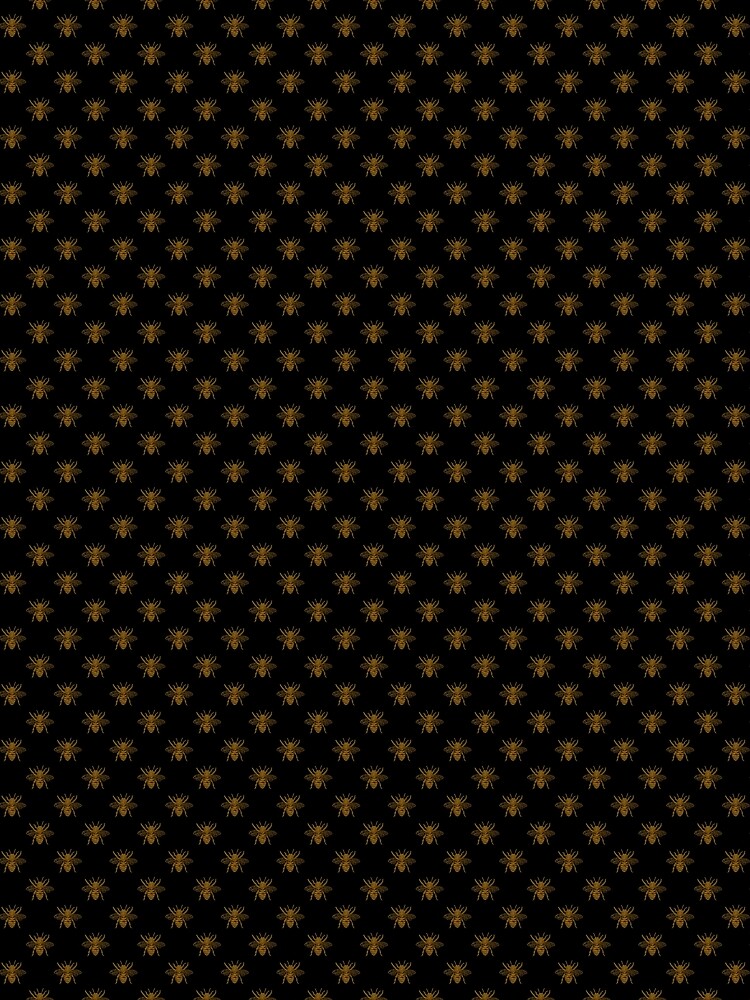 Small Bright Gold Metallic Foil Bees on Black by podartist