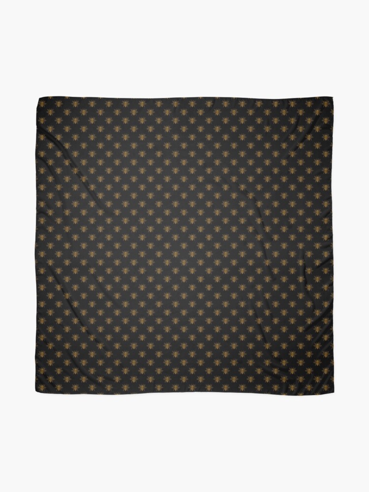 Alternate view of Small Bright Gold Metallic Foil Bees on Black Scarf