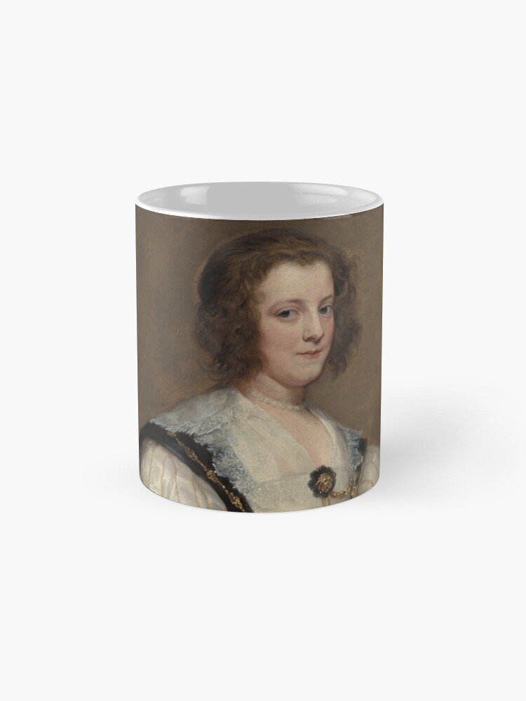 Alternate view of Lady with a Fan Oil Painting by Sir Anthony van Dyck Mug