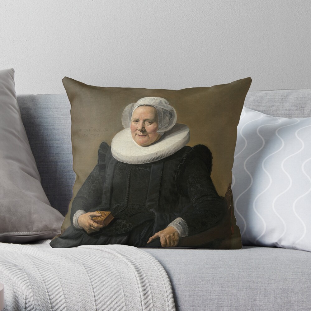 Portrait of an Elderly Oil Painting Lady by Frans Hals Throw Pillow