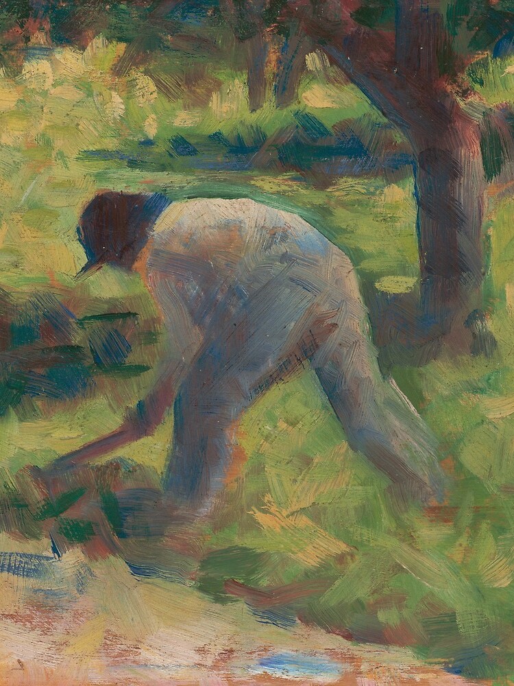 Peasant with a Hoe Oil Painting by Georges Seurat by podartist