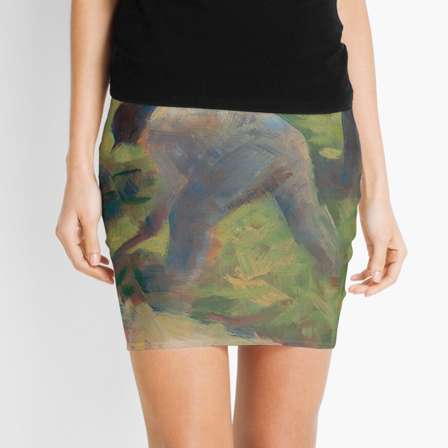 Peasant with a Hoe Oil Painting by Georges Seurat Mini Skirt