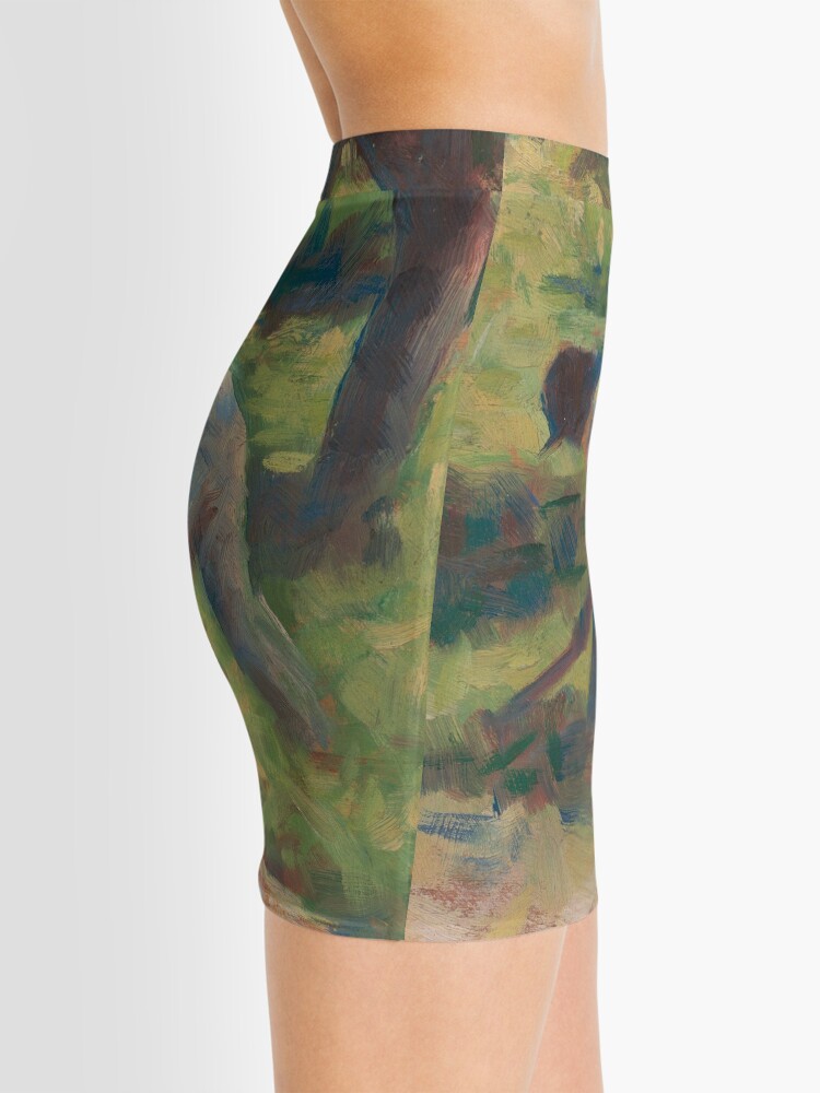 Alternate view of Peasant with a Hoe Oil Painting by Georges Seurat Mini Skirt