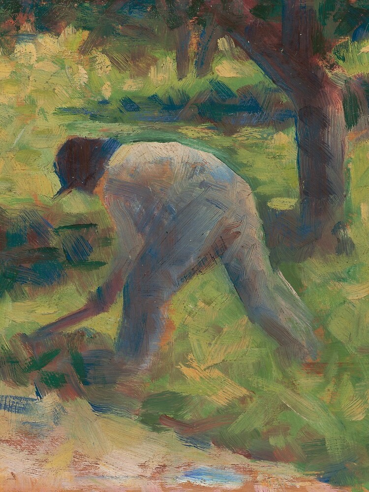 Peasant with a Hoe Oil Painting by Georges Seurat by podartist