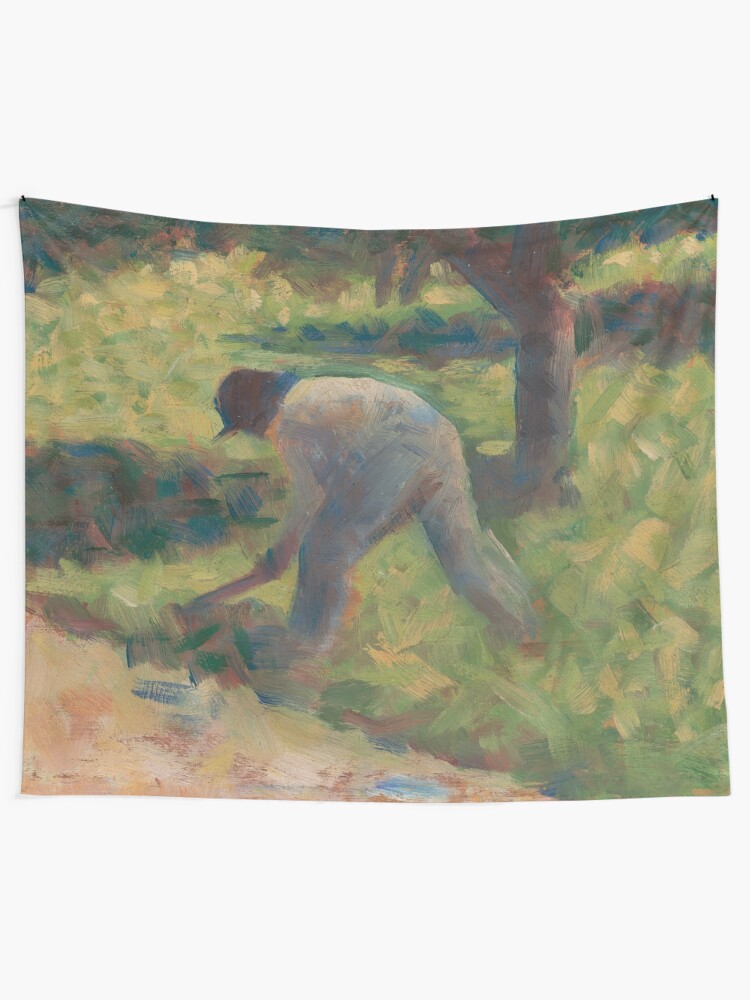 Alternate view of Peasant with a Hoe Oil Painting by Georges Seurat Tapestry