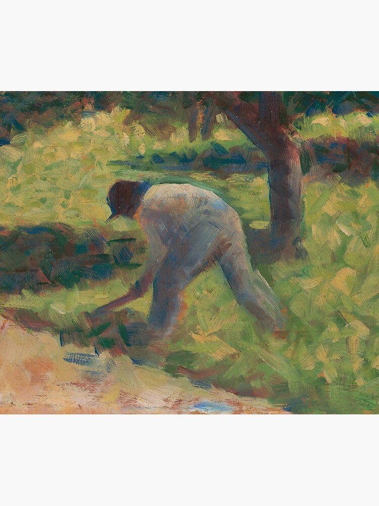 Peasant with a Hoe Oil Painting by Georges Seurat by podartist