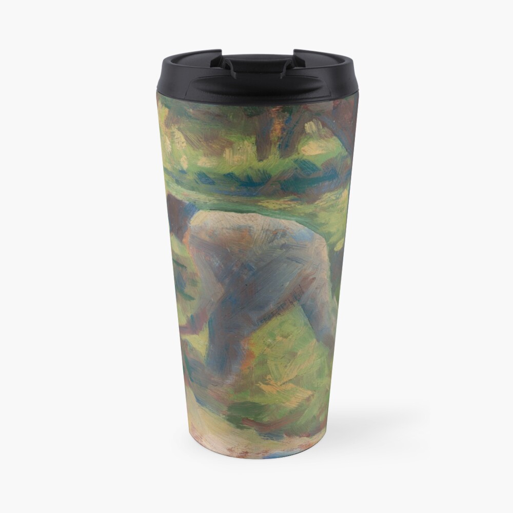 Peasant with a Hoe Oil Painting by Georges Seurat Travel Mug
