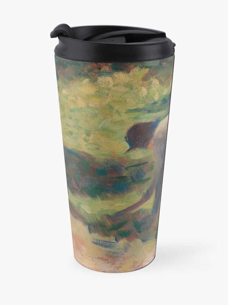Alternate view of Peasant with a Hoe Oil Painting by Georges Seurat Travel Mug