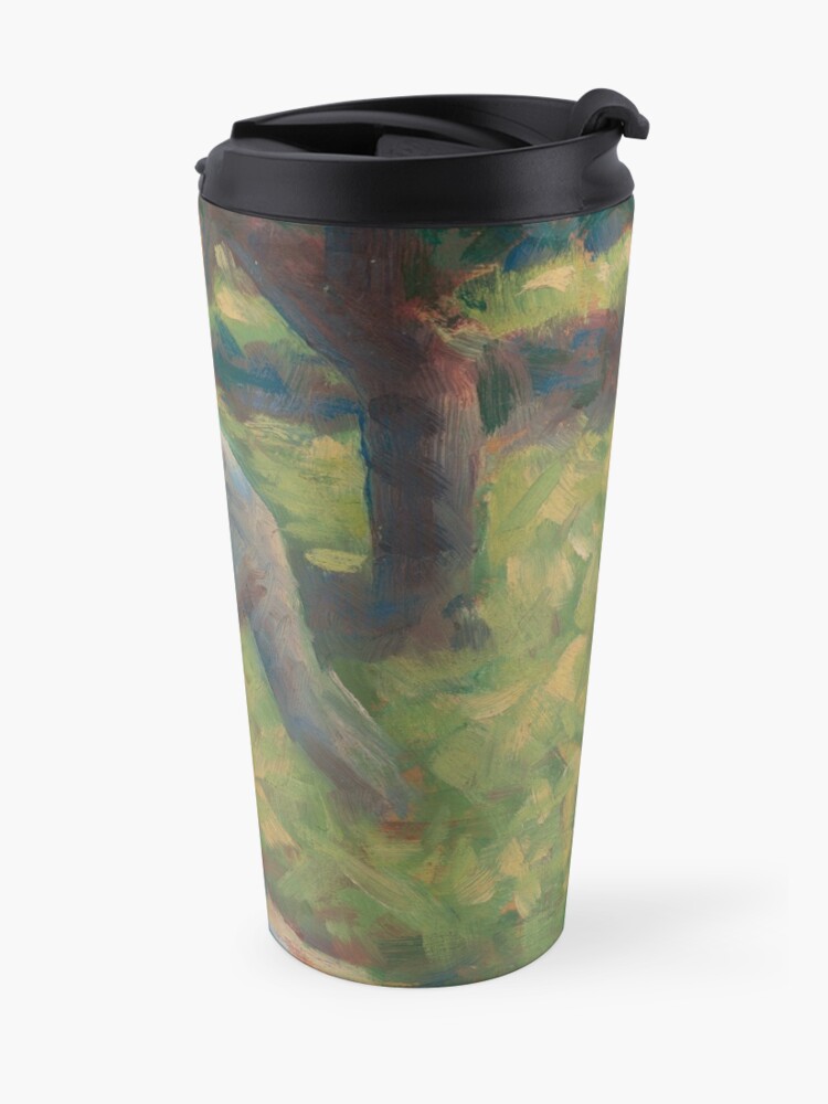 Alternate view of Peasant with a Hoe Oil Painting by Georges Seurat Travel Mug