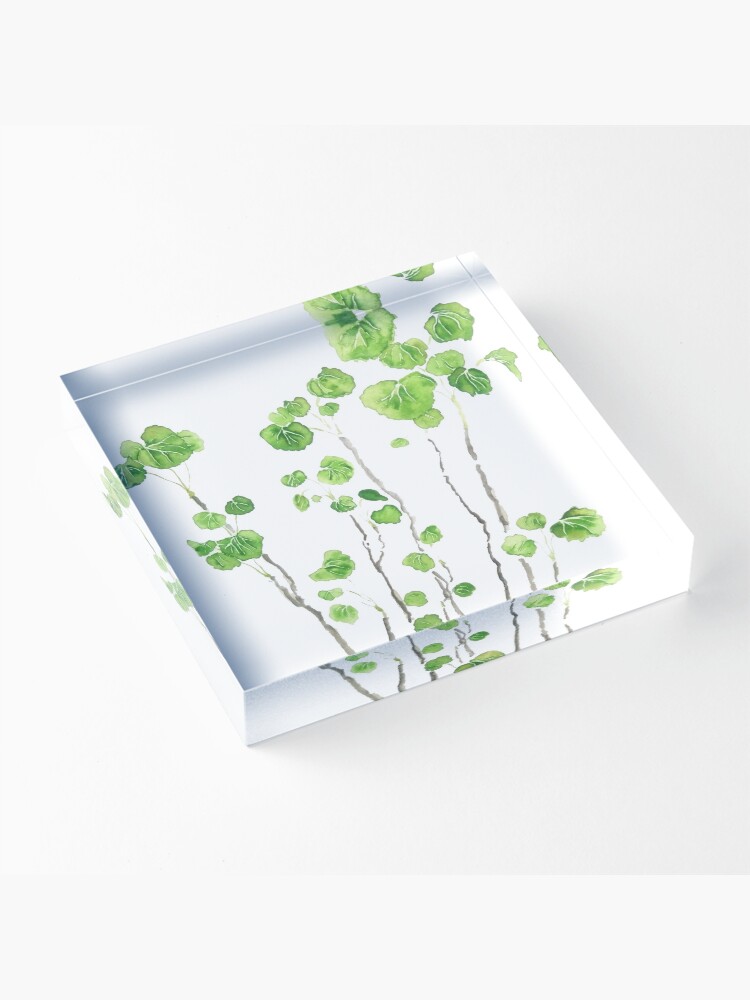 Alternate view of Green indoor plant watercolor Acrylic Block