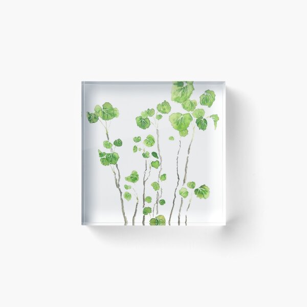 Green indoor plant watercolor  Acrylic Block