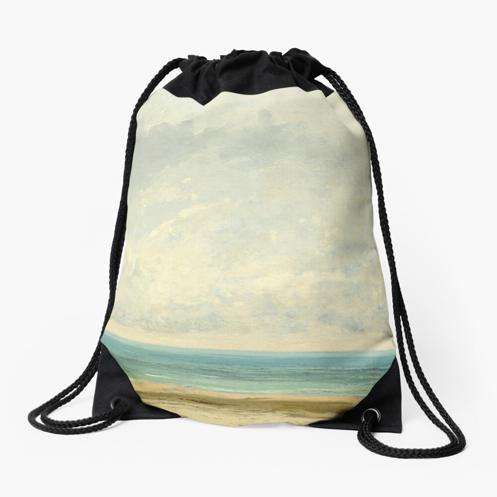 Calm Sea Oil Painting by Gustave Courbet Drawstring Bag