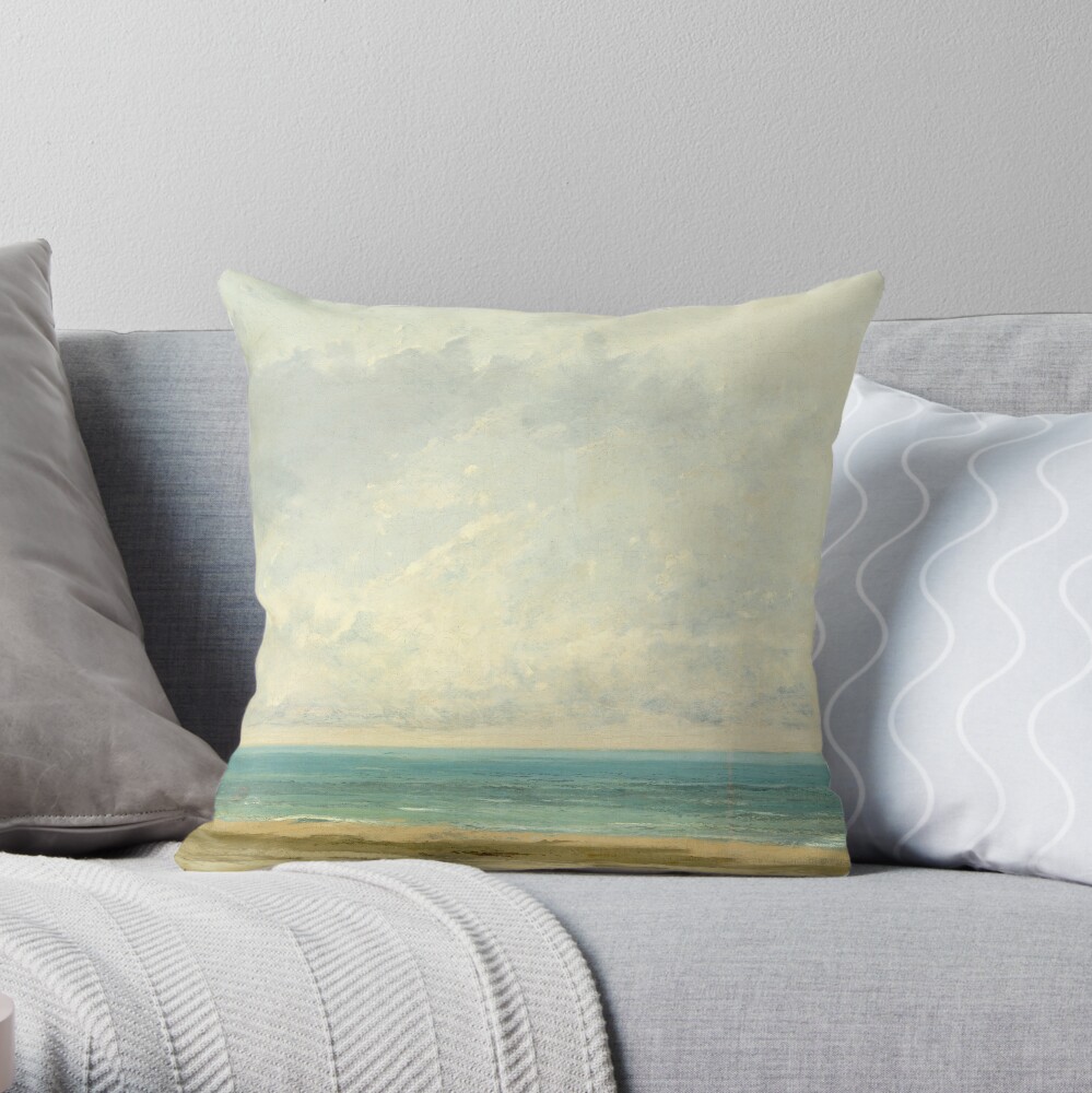 Calm Sea Oil Painting by Gustave Courbet Throw Pillow