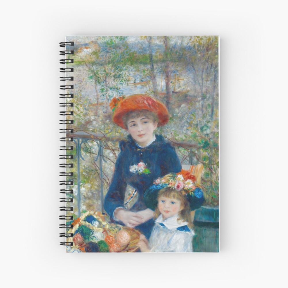 Two Sisters on the Terrace Oil Painting by Auguste Renoir Spiral Notebook